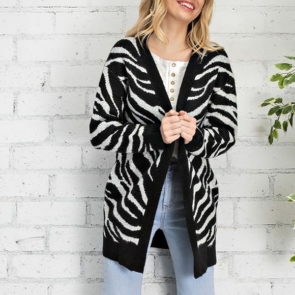 Zebra Open Front Cardigan - Picture 2 of 4